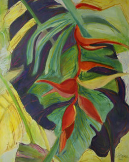 Hanging heliconia original watercolor
