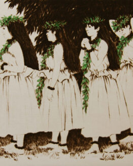Hula Sisters with Green Leis (Original Etching)