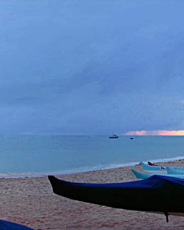 Lanikai Sunrise Canoes (Giclee on Canvas)