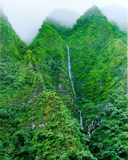 Waterfalls Over Ko'olau 3 (Giclee on Canvas)