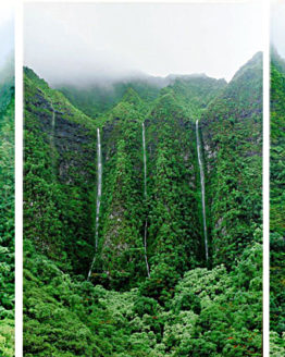 Ko'olau Waterfalls Tripich (Giclee on Canvas)