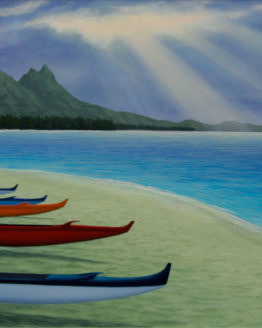 Canoe on a Beach Hala Mount (Original Oil on Canvas)
