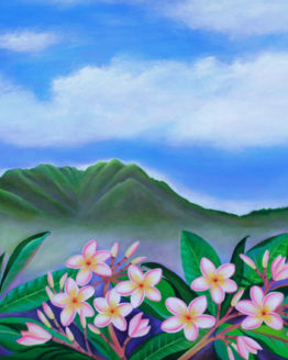 Pink Plumeria Nu'uanu (Giclee on Watercolor Paper)