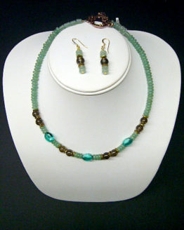 Adventurine, Morano Glass, Smoky Topaz Necklace & Earrings