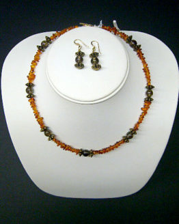Amber & Smoky Topaz Necklace & Earrings