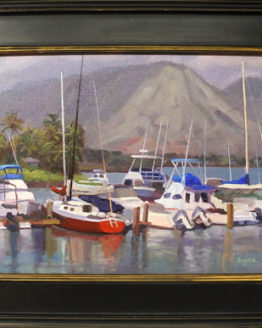 Red Yacht Kaneohe (Original Oil Painting)