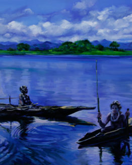 Sepik River Canoes (Original Oil on Canvas)