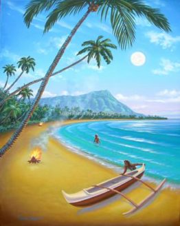 Diamond Head Canoe (Original on Canvas)