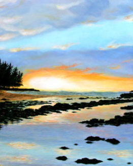 Sunset at Waiale'e Beach (Giclee on Canvas)