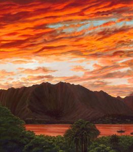 Fiery Kaneohe Bay Sunset (Giclee on Canvas)