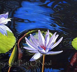 Lavender Water Lilies (Giclee on Canvas)