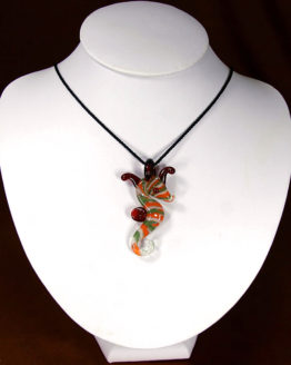 Green Orange, and Red Glass Seahorse Necklace