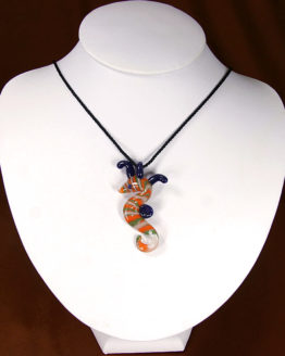 Green, Orange, and Black Glass Seahorse Necklace