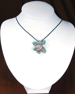 Red and Green Glass Turtle Necklace