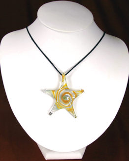 Orange and White Glass Starfish Necklace