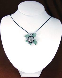 Green and Red Glass Turtle Necklace