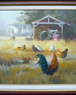 Chickens & Tractor (Original Oil Painting)