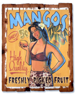 Mangos (Giclee on Redwood)