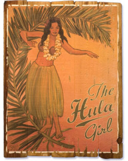 The Hula Girl (Giclee on Redwood)