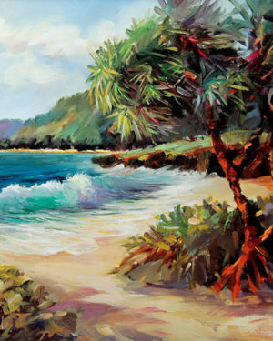 Pounders Beach Overcast (Giclee Print on Canvas)